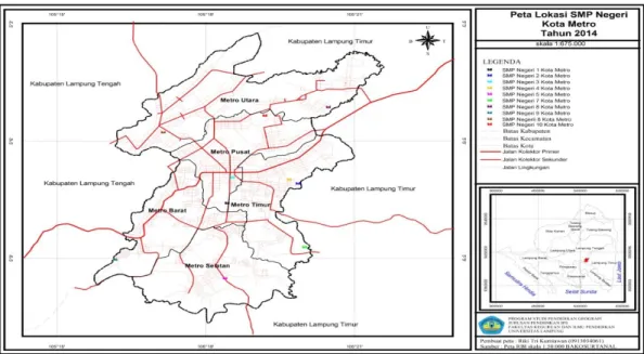 Gambar 5. Peta Lokasi SMP Negeri Kota Metro Tahun 2014 