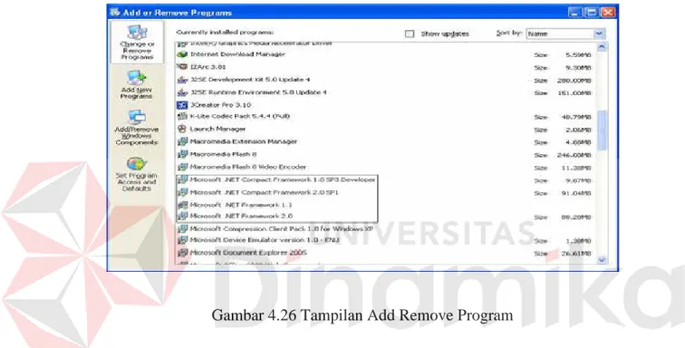 Gambar 4.26 Tampilan Add Remove Program 