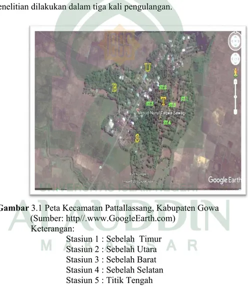 Gambar 3.1 Peta Kecamatan Pattallassang, Kabupaten Gowa