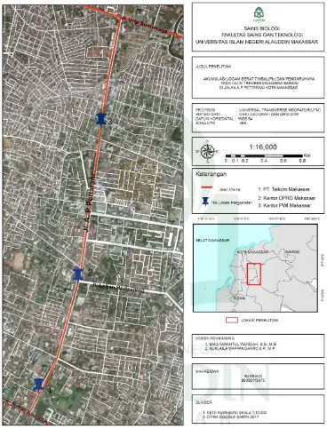 Gambar 2.2. Peta lokasi penelitian di jalan A.P. Pettarani kota Makassar (Google   Earth, 2017) 