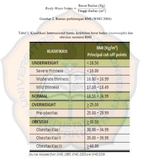 Gambar 2. Rumus perhitungan BMI (WHO 2004) 