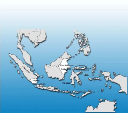 Figure 1: Location of Proyek Pesisir Field Programs in Indonesia