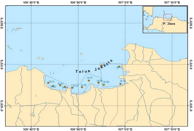 Gambar 1. Peta Teluk Jakarta yang menunjukkan lokasi sampling. 
