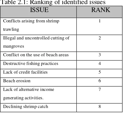 Table 2.1: Ranking of identified issues