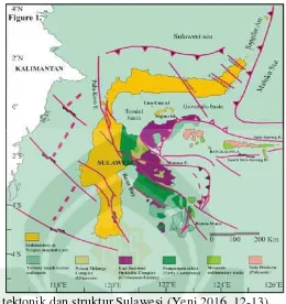 Gambar 1.1. Peta tektonik dan struktur Sulawesi (Yeni 2016, 12-13) 