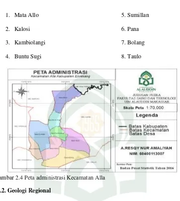 Gambar 2.4 Peta administrasi Kecamatan Alla 