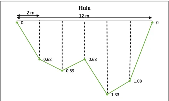 Gambar 1.  Profil Melintang Sungai pada Outlet Pengamatan Bagian Hulu 