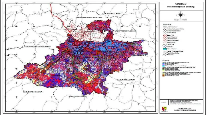 Gambar 3.3 Peta Hidrologi Kab. Bandung 