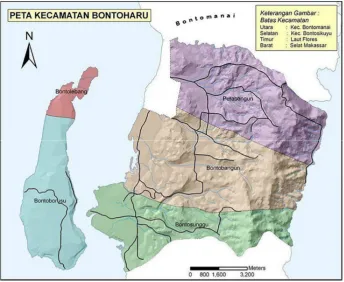 Gambar 2.1 Peta Kecamatan Bontoharu (Google Map). Desa bontolebang terdiri atas 3 dusun, yaitu dusun timur,dusun barat dan 