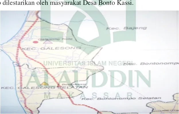 Gambar 2.6. Peta Lokasi Penelitian Desa Bonto kassi’ Kecamatan Galesong Selatan Kabupaten Takalar, Sumber BPD Desa Bonto Kassi