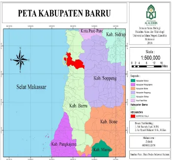 Gambar 2.5. Peta Kabupaten Barru Sulawesi Selatan (Sumber: Data Podes Sulawesi Selatan) 
