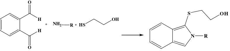 Gambar 3. Reaksi antara o-ftalaldehid dengan amina primer bersama merkaptoetanol