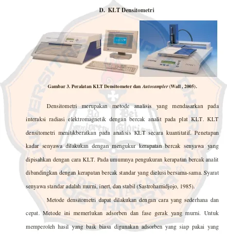Gambar 3. Peralatan KLT Densitometer dan Autosampler (Wall , 2005). 