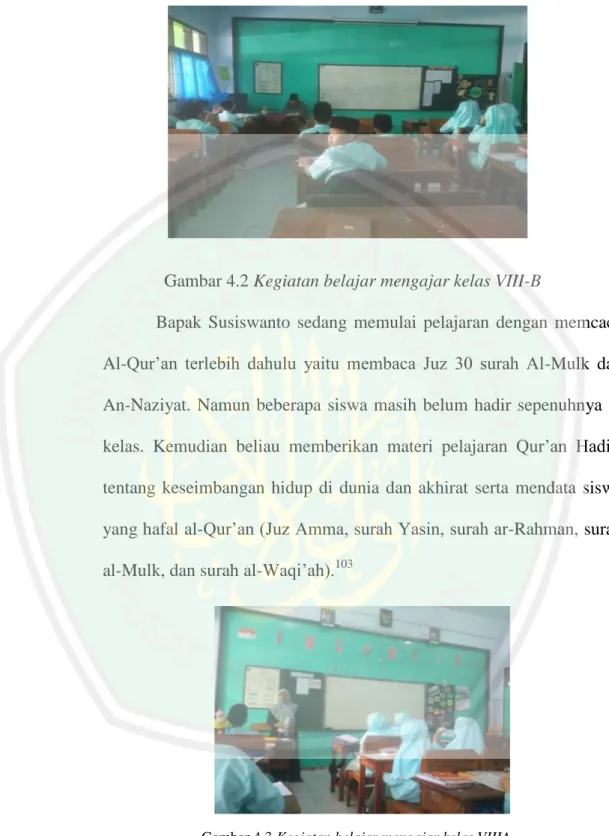 Gambar 4.2 Kegiatan belajar mengajar kelas VIII-B 