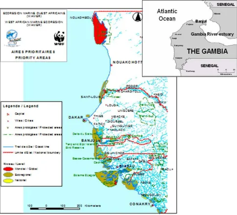 Figure 1: Areas of Biodiversity Significance in the WAMER and The Gambia River Estuary and  Atlantic Coast  