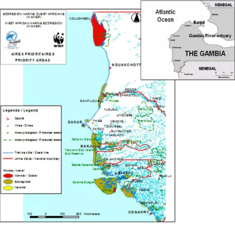Figure 1: Areas of Biodiversity Significance in the WAMER and The Gambia River Estuary and  Atlantic Coast  