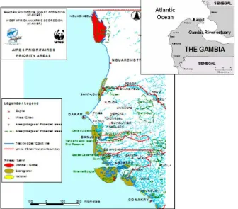 Figure 1. Areas of Biodiversity Significance in the WAMER and The Gambia River Estuary and Atlantic Coast 
