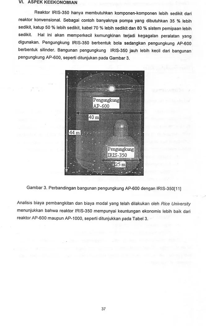 Gambar 3. Perbandingan bangunan pengungkung AP-600 dengan IRIS-350[11]
