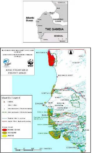 Figure 1: Areas of Biodiversity Significance in the WAMER and The Gambia River Estuary and Atlantic Coast 