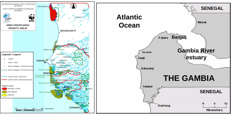 Figure 1. Areas of Biodiversity Significance in the WAMER and The Gambia River  Estuary and Atlantic Coast 