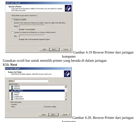 Gambar 4.19 Browse Printer dari jaringan