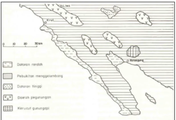 Gambar  1.  Satuan  morfologi  Lampung  bagian  barat (Amin et al, 1994) 