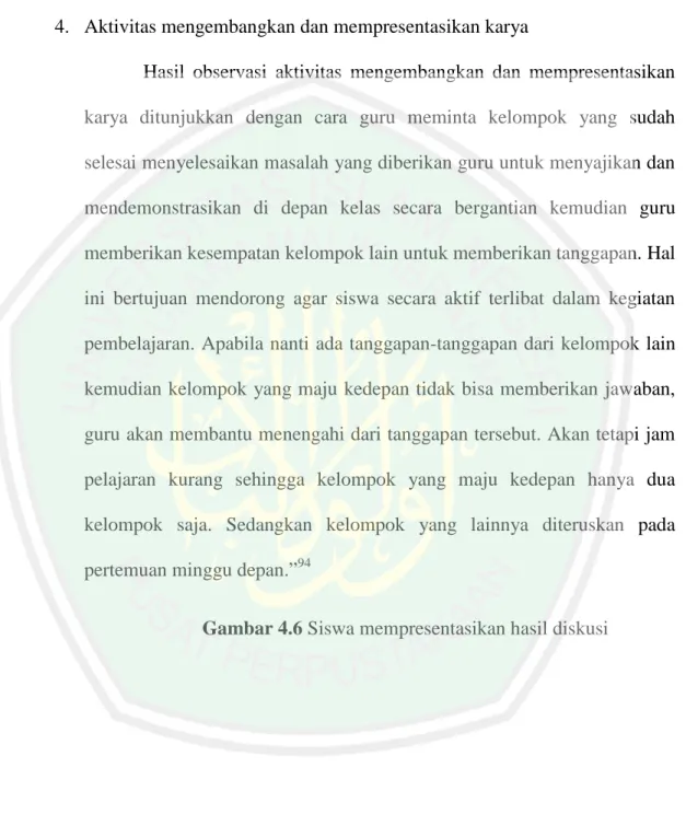 Gambar 4.6 Siswa mempresentasikan hasil diskusi