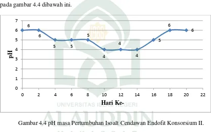 Gambar 4.4 pH masa Pertumbuhan Isoalt Cendawan Endofit Konsorsium II. 