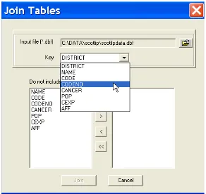 Figure 5.7: Join table variableselection.