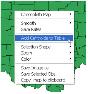 Figure 6.6: Add centroids from current polygon shape to data table.
