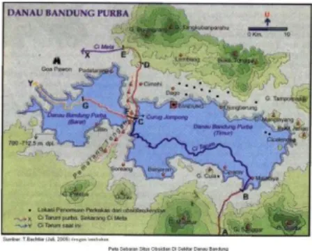 Gambar 1. Peta Danau Bandung Purba  Sumber: T. Bachtiar (Juli 2005) dalam 