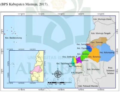 Gambar 2.4. Peta Kabupaten Mamuju Sumber : (BPS Kabupaten Mamuju, 2017) 