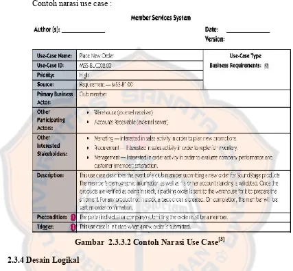 Gambar  2.3.3.2 Contoh Narasi Use Case[3]