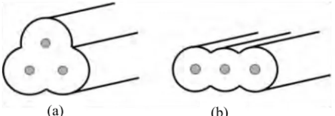 Gambar 2.6. Dua tipe konfigurasi coupler 3×3: (a) segitiga dan  (b) planar (Fang, 2012)