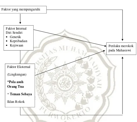 Gambar 2.1 Kerangka Teori Faktor yag mempengaaruhi mahasiswi merokok Sumber : (Komalasari & Helmi, 2000) 
