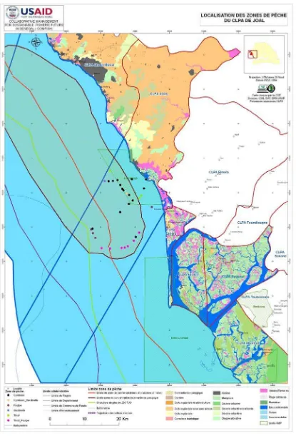 Figure 3 : Localisation des zones de pêche des CLPA de Joal 