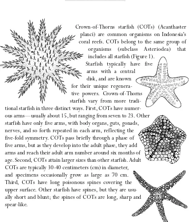 Figure 1: COTs (top, left) andother echinoderms (starfish)