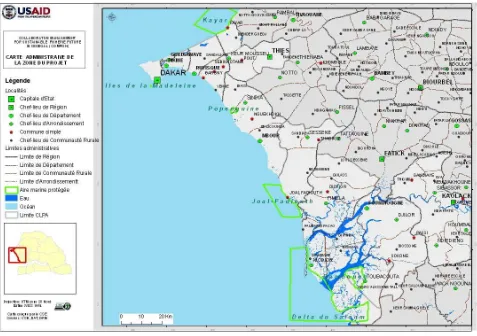 Figure 1: Carte administrative de la zone du projet 