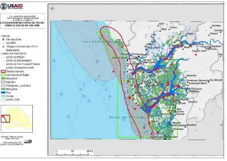 Figure 4: Carte de localisation des sites de pêche au Delta du Saloum 