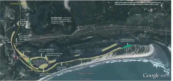 Figure 3. Map of cockle harvesting sites (with GPS).