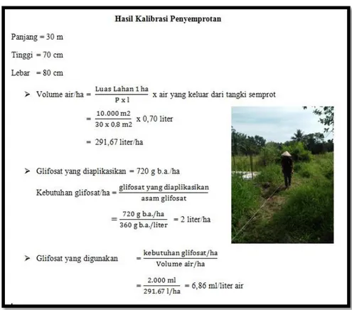 Gambar 2. Perhitungan kalibrasi penyemprotan herbisida glifosat 