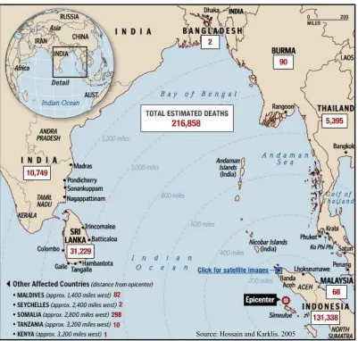 Figure 1. Map of Affected Area and Reported Deaths 