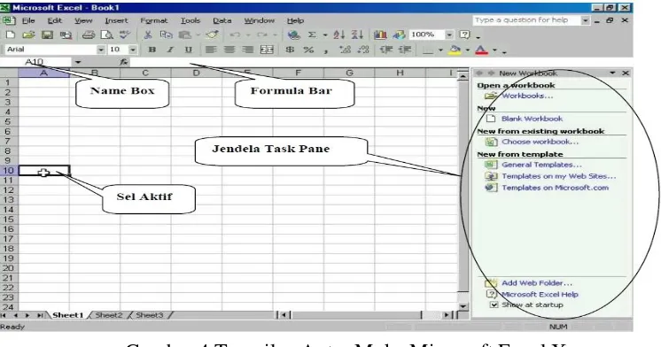 Gambar 4 Tampilan Antar Muka Microsoft Excel Xp. 