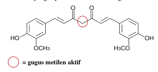 Gambar 9. Gugus metilen aktif kurkumin 