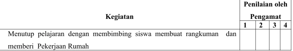 Tabel Spesifikasi Penilaian