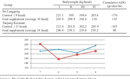 Figure 1. The Cattle Bodyweights changes at Sri Langgeng Farmers Group.