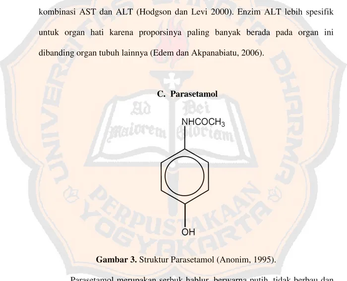 Gambar 3. Struktur Parasetamol (Anonim, 1995).
