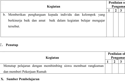 Tabel Spesifikasi Penilaian