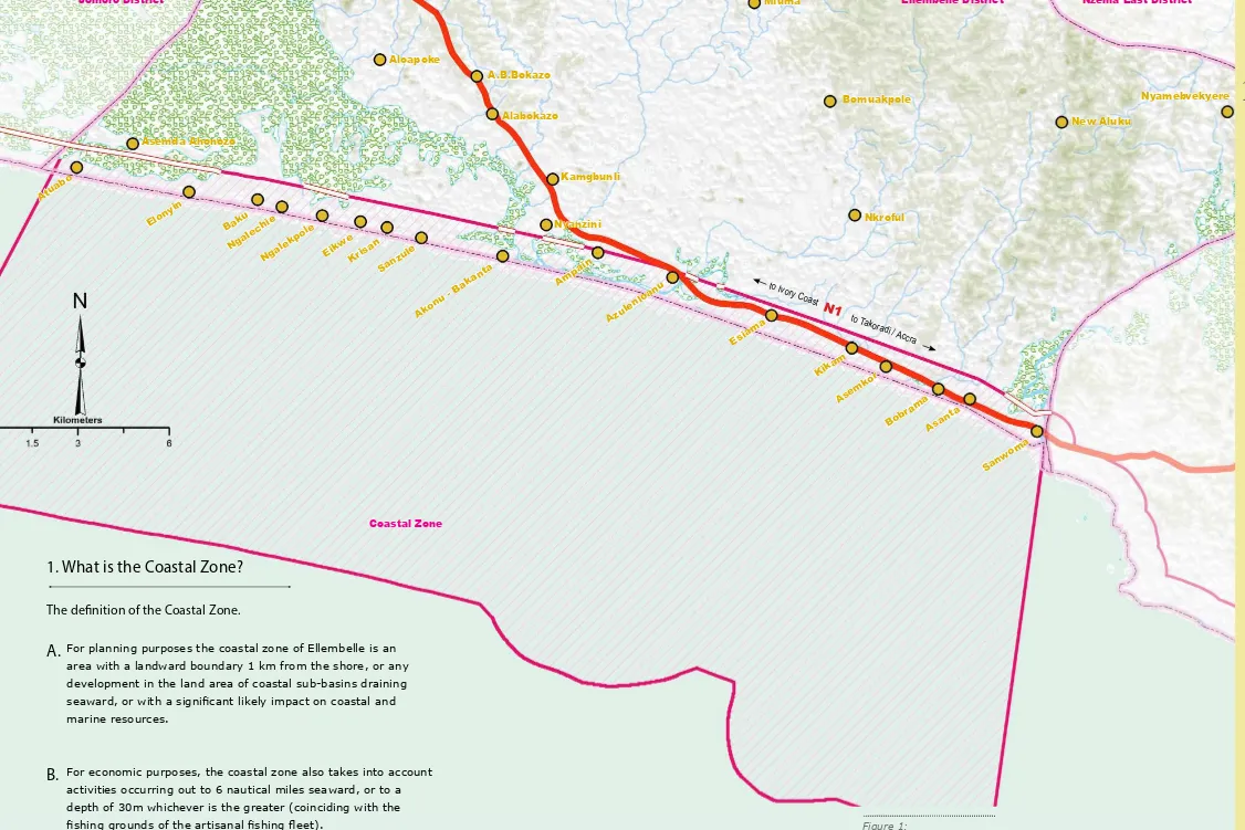 Figure 1: The Coastal Zone of Ellembelle District