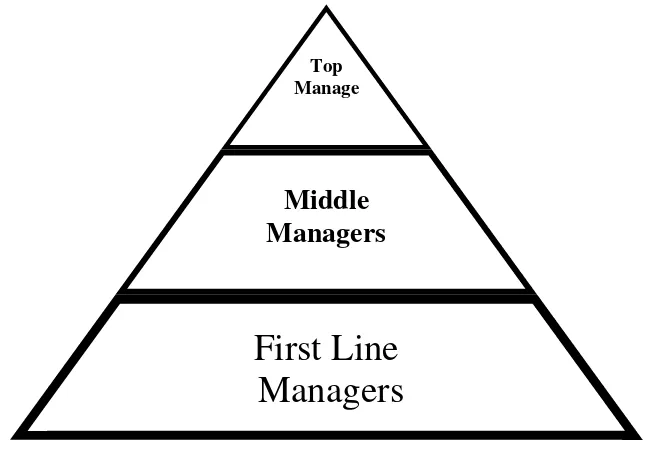 Gambar 2. Basic Management Levels (Hellriegel dan Slocum 1989;7) 